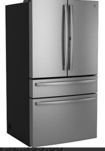 lot 34833 image: USED GE Profile ENERGY STAR 28.7 Cu. Ft. Smart Fingerprint Resistant 4-Door French-Door Refrigerator With Dual-Dispense AutoFill Pitcher  Model #PGE29BYTFS