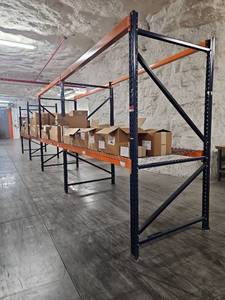 lot 9649 image: Industrial Pallet Racking System with Orange Beams