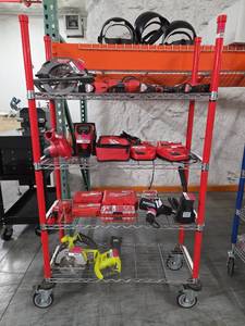 lot 9714 image: 4-Tier Wire Shelving on Casters