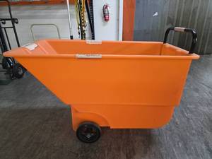 lot 9721 image: Heavy-Duty Orange Plastic Cart with Wheels