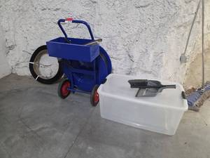 lot 9726 image: Industrial Strapping Cart with Steel Banding Roll and Tools