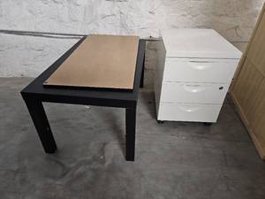lot 9758 image: IKEA Coffee Table with Mobile Filing Cabinet Set