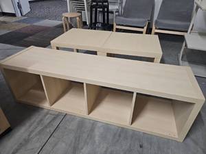 lot 9761 image: IKEA LACK Coffee Table Set with Storage Shelf Unit