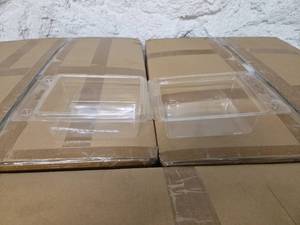 lot 9877 image: Clear Plastic Clamshell Food Containers - Set of 4 Boxes