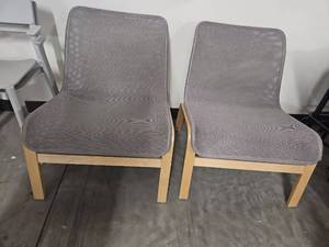 lot 9766 image: Modern Gray Fabric Accent Chairs with Light Wood Frame Set of 2