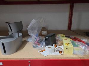 lot 9780 image: IKEA Desktop Cable Management Boxes with Office Supplies Bundle