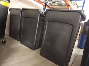 lot 9815 image: (3) Rubbermaid Slim Jim Trash Bins