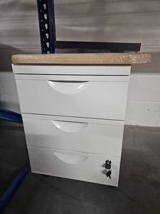 lot 9821 image: IKEA Eric White Filing Cabinet with Picture Frame
