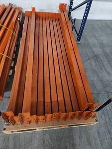 lot 9829 image: (15) 8ft Orange Steel Pallet Rack Beams