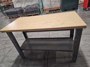 lot 9844 image: Heavy-Duty Steel Workbench with Wood Top