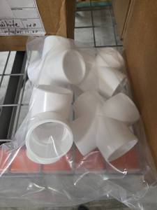 lot 9846 image: Furniture Grade 2in Cross White PVC Pipe Fittings - 2 Cases