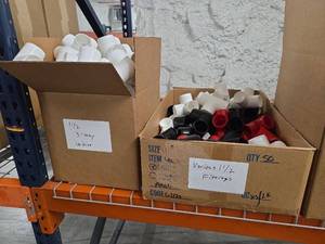 lot 9854 image: Bulk Lot of Furniture Grade 1.5 Inch PVC Pipe Fittings
