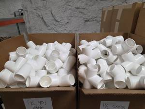 lot 9855 image: Furniture Grade 12 Inch White PVC Pipe 90 Degree and Cross Angles