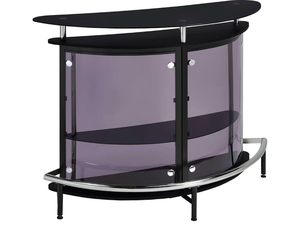 lot 43603 image: Coaster Home Furnishings - Amarillo - Glass - Freestanding Wine Cabinet with Curved Metal Frame and Storage - Dining Room & Home Bar - Black - Retail $348