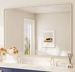 lot 43604 image: Modern Aluminum Frame Bathroom Mirror 55x36 - Retail $260