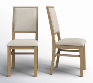 lot 43610 image: Modern Upholstered Dining Chairs with Natural Wood Frame, Set of 4 - Retail $640