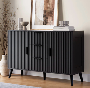 lot 43612 image: Black Fluted Oval Cabinet, STOCK PICTURE IS NOT COMPLETELY ACCURATE - Retail $200