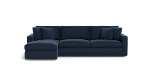 lot 43621 image: Claudius Upholstered Reversible Corner Part of Sectional, Navy - Retail $1,000