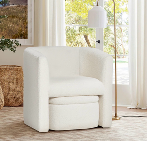 lot 43626 image: Braedin Upholstered Accent Chair with Storage Ottoman - Retail $200