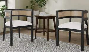 lot 43631 image: Cane Back Dining Chairs with Cushions Set of 2 - Retail $350