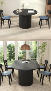 lot 43633 image: George Oliver Extendable Round Oval Dining Table with Fluted Base - Retail $400