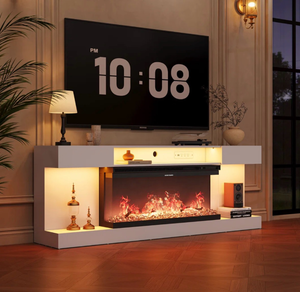 lot 43634 image: Modern TV Stand, MISSING FIRE PLACE - Retail $250