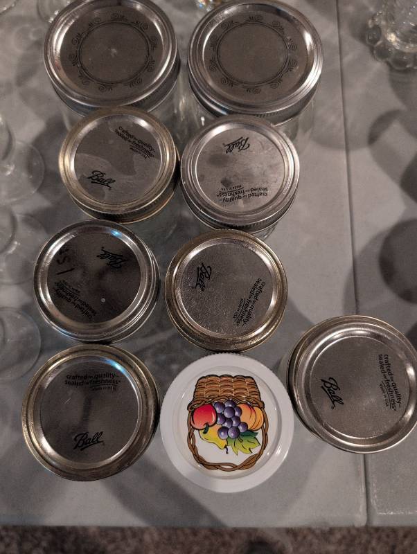 lot 2545 image: Ball Mason Jars with Fruit Design Lids