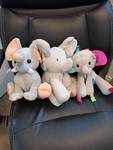 lot 917 image: Set of 3 Plush Gray Elephant Stuffed Animals