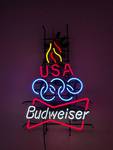 Budweiser USA Olympic Team Neon Sign~ Torch Flame lights go up and down!!  All tubes work!!!
