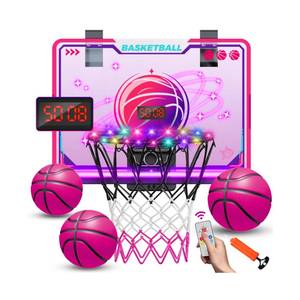 lot 36209 image: Basketball Hoop for Girls Indoor, LED Basketball Hoop with 7 Color Lights, Glowing Rim, Scoreboard & Remote Controller, Basketball Set Sports Toys Birthday Gifts for Girls Kids Teens 5-12 - Retail $46