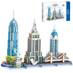 lot 36211 image: New York Skyline Micro Mini Building Blocks Set - 3262PCS Famous New York Landmarks Model Toys Building Bricks Kit for Adults, Ideal Architecture Building Blocks Home&Office D�cor Gift(New York) - Retail $30
