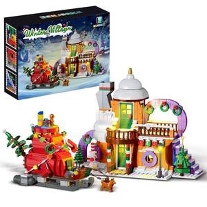 lot 36225 image: Christmas Holiday Snow House Building Toy Set with Lights, Compatible with Lego Christmas Village, Xmas Gifts for Boys and Girls, Family 1224 pcs - Retail $27