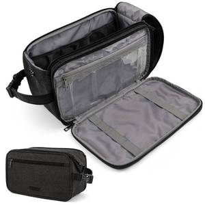 lot 36291 image: Toiletry Bag for Men, Canvas Travel Dopp Kit, Extra Large Water Resistant Hygiene Bag Toiletries Organizer, Shaving Kit Travel Accessories Bag, Black, Extra Large - Retail $20