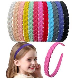 lot 36301 image: Springtime 12pcs Colorful Headbands for Girls Women Pigtail Hairbands With Plastic Hard Hair Hoops - Retail $10