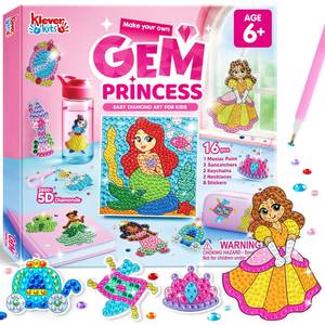 lot 36302 image: 16 Projects Gem Princess for Kids, Make Your Own Diamond Gem Painting Kit, Arts and Crafts for Girls Ages 6-12, Gem Craft Activities Kits, Premium Art Gift Ideas for Girls Ages 6, 7, 8 - Retail $17