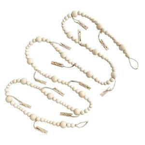 lot 36308 image: 7 Feet Hanging Photo Display with Clips Boho Decor Wooden Bead Garland Birthday Photo Display Holder Frame Decoration for Dorms, Classrooms, Bedrooms - Retail $12