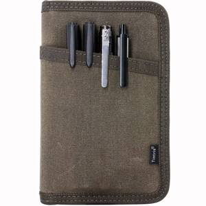 lot 36309 image: Journal Cover for Field Notes Notebooks Moleskine Cahier 3.5 x 5.5 with zipper pen holder, Water Resistant Pocket Notebook Cover for Journal Notebook planner, Classy Waxed Canvas, Olive - Retail $27