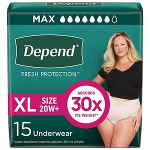 lot 36321 image: Depend Fresh Protection Adult Incontinence & Postpartum Underwear for Women - Maximum Absorbency - XL - Blush - 15ct - Retail $147