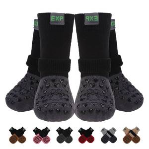 lot 36326 image: Anti Slip Dog Socks to Prevent Licking Paws, Winter Snow Dog Boots & Paw Protectors Booties for Hardwood Floors with Heart Grippers, Dog Shoes for Small Medium Large Senior Dogs Black M - Retail $17