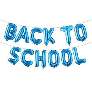 lot 36336 image: First Day of School Decorations Welcome Back Letter Balloons multicolor 16 Inch Foil Mylar Balloon banner Back to School Party Decorations Celebrate (BACK TO SCHOOL Blue) - Retail $7