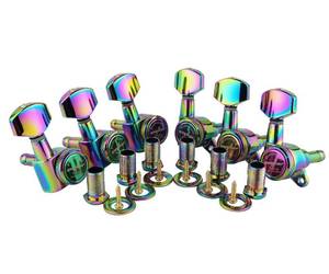lot 36340 image: Guitar Locking Tuners (6 for Right) - 118 Lock String Tuning Key Pegs Machine Head Replacement for ST TL SG LP Style Electric, Folk or Acoustic Guitars - Chameleon Rainbow - Retail $51