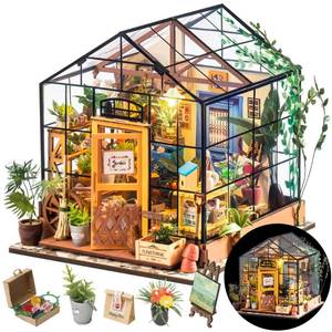 lot 36356 image: DIY Miniature Greenhouse Kit, TinyMini House Making Kit with Furniture for Adults, Furniture, HalloweenChristmas Decorations, Gifts for Family and Friends (Cathys Greenhouse) - Retail $36