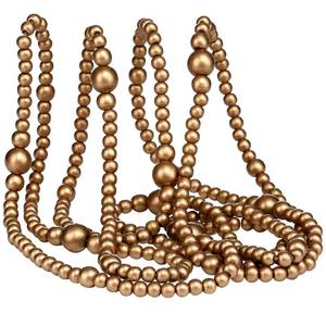 lot 36359 image: 12 Feet Christmas Wooden Beads Garland Round Craft Farmhouse Vintage Wood Bead Garlands for Xmas Decoration Supplies(Gold) - Retail $14