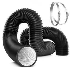 lot 36360 image: Dryer Vent Hose, 4 inch Aluminum Foil Ducting, 16FT Long Heavy-Duty Dryer Hose Vent Kit for HVAC Ventilation, Exhaust, Duct Fan Systems, Black Flexible Air Duct w 2 Clamps - Retail $18