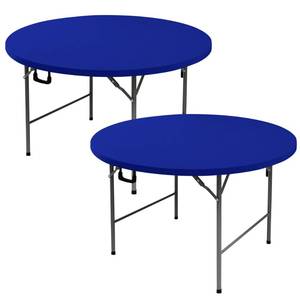 lot 36363 image: Fitted Round Table Covers 60 Inch-2 Pack Royal Blue Elastic Spandex Table Cloth-Small Stretch Folding Circle Tablecloths Topper Cap for Kitchen Dining Commercial Party Picnic Event Banquet - Retail $18