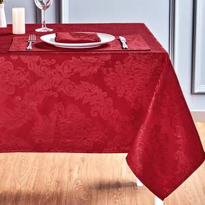 lot 36376 image: Rectangle Table Cloth Linen Farmhouse Stainproof Waterproof Washable Polyester Oblong Rectangular Fabric Table Cover for Kitchen Dining Dinner (Red, 52 X 70 Inch) - Retail $11