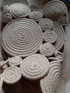 lot 36383 image: Cotton Door Mat Indoor Entrance, 1.6 x 2.3 Vintage Braided Reversible Area Rug, Inside Door Rugs for Entryway, Living Room, Bedroom, Kitchen, Boho Farmhouse Decor - Retail $15