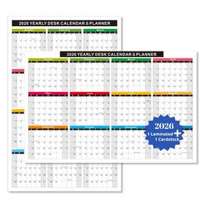 lot 36399 image: 2026 Wall Desk Calendar 11x17 Inch, Reversible 2-Sided Horizontal or Vertical, 12 Month with Generous Block Space & Holidays Marked for Office, Home, School - 2 Pack (1 Laminated & 1 Cardstock) - Retail $17