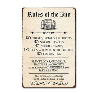 lot 36407 image: Bar Tavern Rules Of The Inn Celtic Poster Retro Metal Signs Vintage Iron Tin Signs Wall Art Wall Decor Home Living Room Decor Gifts, 8X12 Inch (20X30 CM) - Retail $11