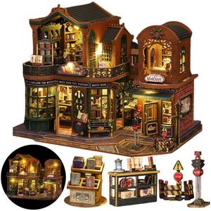 lot 36418 image: DIY Miniature House Kit, DIY Dollhouse Kit for Adults to Build, Mini Magic House Miniature kit, Model Building Book Nook Diorama Kit, Ideal Gifts for Birthday Christmas(Magic Book Shop) - Retail $40